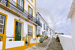 Typical narrow street in the ancient town of Mertola, Alentejo R