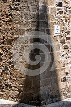 Typical narrow street of the old town of Caceres