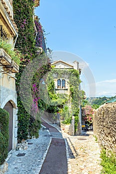 Typical narrow street in Saint Paul de Vence, France