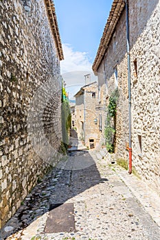 Typical narrow street in Saint Paul de Vence, France