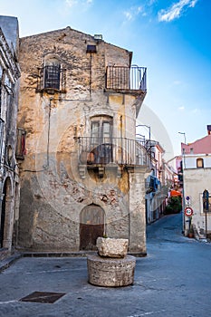 Typical narrow street in Sicilian village of Forza d'Agro