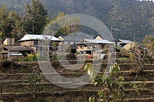 Typical Nepali village from  Jhargaun  Gorkha Nepal