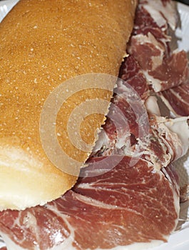Typical north italian snack: sandwich with coppa
