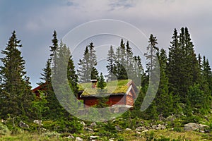 Typical norwegian holiday house, hytte