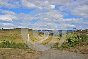 Typical off unsealed road countryside scenery in North of Fijian island of Viti Levu, Fiji photo