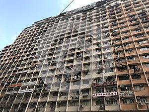 Typical old and congested building in Hong Kong