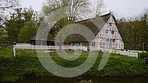 Typical old land houses in the city of Stade in Northern Germany