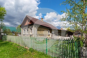 Typical old Russian rural house made of logs