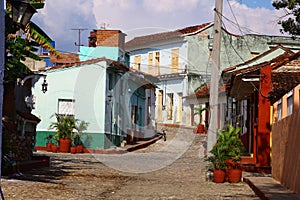 Typical old town in Cuba with small streets photo
