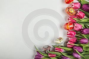 typical painted eggs from the top view