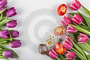 typical painted eggs from the top view