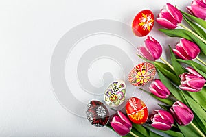 typical painted eggs from the top view