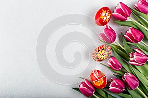 typical painted eggs from the top view