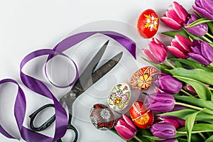 typical painted eggs from the top view