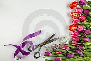 typical painted eggs from the top view