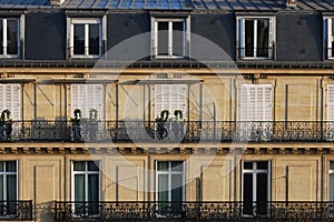 Typical Parisian French urban houses close up