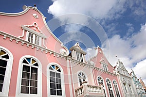 Typical pastel painted architechture of Aruba, Curacao & Bonaire, Caribbean