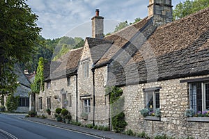 Typical and picturesque English countryside cottages in Castle Combe Village, Cotswolds, Wiltshire, England - UK