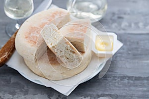 Typical portuguese bread of Madeira Bolo do caco