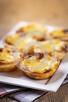 Typical Portuguese custard pies, `Pastel de Nata` or `Pastel de Belem`