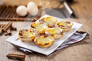 Typical Portuguese custard pies, `Pastel de Nata` or `Pastel de Belem`