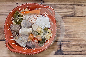 Typical portuguese dish on ceramic plate