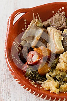 Typical portuguese dish on ceramic plate photo
