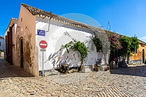 Typical Portuguese house in Faro old town, Algarve, Portugal