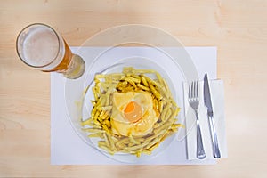 Typical Portuguese meat sandwich called Francesinha