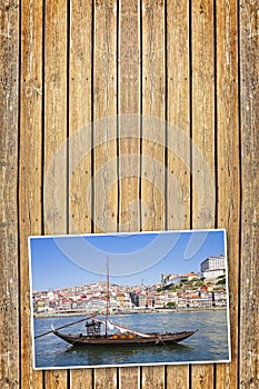 Typical portuguese wooden boats, called -barcos rabelos-, used i photo