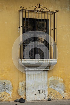 Typical protected street window, La Antigua, Guatemala photo