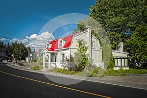 Typical Quebc Mansard roof house in Saint Geneveve  Quebec