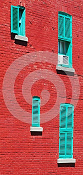 Typical red brick wall in Montreal, Canada