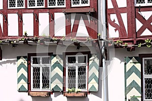 Typical red and white  half timbered house Bacharach, Germany