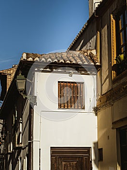 Typical residential house in the Albaicin district old town of Granada, Andalusia, Spain