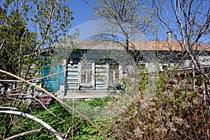 Typical retro Russian cottage, dacha in Russian