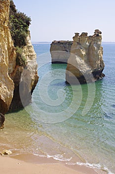 Typical rock formation of the Algarve coast