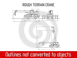 Typical rough terrane crane overall dimensions outline blueprint template