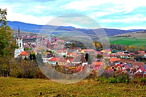 Typical rural landscape and peasant houses in Garbova, Sibiu