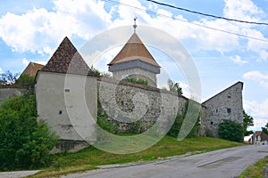 Typical rural landscape and peasant houses in  the village Drauseni, Transylvania, Romania.