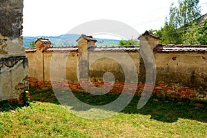 Typical rural landscape and peasant houses in the village Felmer, Felmern, Transylvania, Romania.