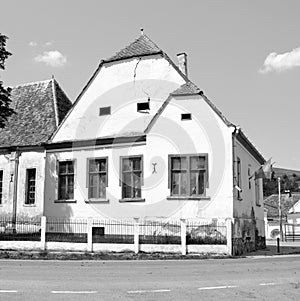 Typical rural landscape and peasant houses in VÄƒrd,Wierd, Viert, Transylvania, Romania