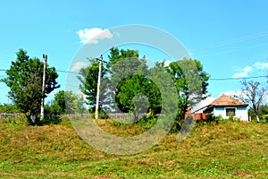 Typical rural landscape in the plains of Transylvania, Romania.