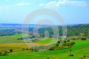 Typical rural landscape in the plains of Transylvania, Romania.