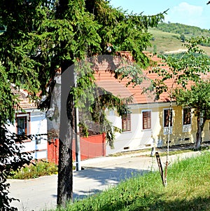 Typical rural landscape in Veseud, Zied, Transilvania, Romania