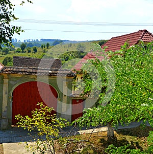 Typical rural landscape in Veseud, Zied, Transilvania, Romania