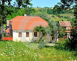 Typical rural landscape in Veseud, Zied, Transilvania, Romania