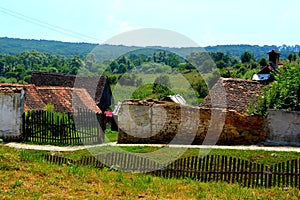 Typical rural landscape in the village Veseud, Zied, Transylvania