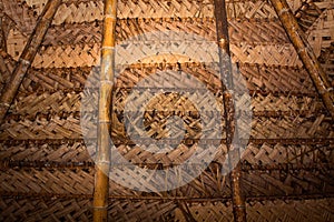 Typical rustic ceiling roof in hut cabin amazon