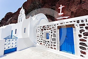 Typical Santorini White Church, Greece